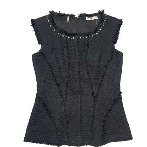 Rebecca Taylor Studded Black Knit Top Size 4
